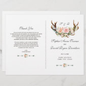 Charm Rose Blush Floral Antlers Programme de maria (Devant / Derrière)