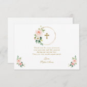 Charm Roze Blush Bloemendecor Gouden Kruis Bevesti Bedankkaart (Voorkant / Achterkant)