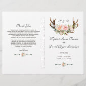 Charm Roze Blush Bloemgewei Trouwprogramma (Voorkant)