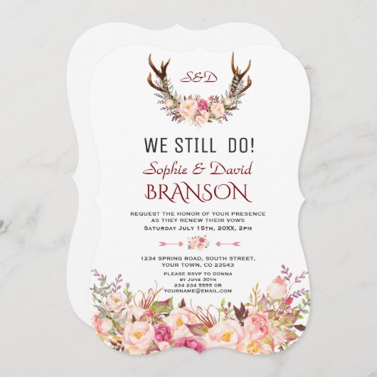 Charm Roze Blush Bloemige Geweien WE ZEGGEN HET NO Kaart (Voorkant / Achterkant)