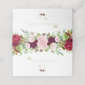 Charm Rustic Burgundy Marsala Floral Table Number (Buitenkant ongevouwen)