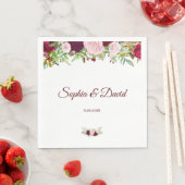 Charm Rustic Burgundy Marsala Floral Wedding Servetten (Insitu)