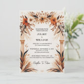 Charm rustieke fiesta bloemig Roos Spaans bruiloft Kaart (Staand voorkant)