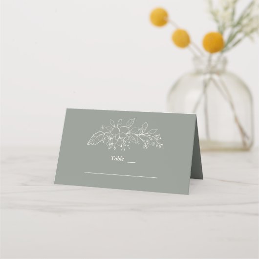 Charm Sage Groen Minimalistisch Bruiloft Tafelnumm (Voorkant)