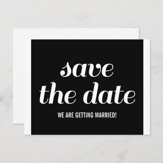 Charm Save the Date Briefkaart, Black Aankondigingskaart (Voorkant / Achterkant)