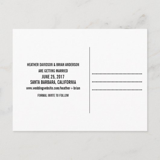 Charm Save the Date Briefkaart, Black Aankondigingskaart (Achterkant)