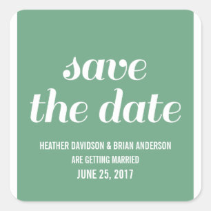 Charm Save the Date Stickers, Green Vierkante Sticker