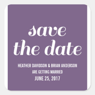 Charm Save the Date Stickers, Paars Vierkante Sticker
