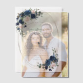 Charm Watercolour Navy Blauwe Bloemen Bruiloft Vellum Uitnodigingen (Offset (Koppel))