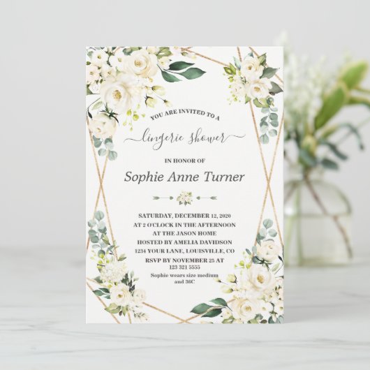 Charm Watercolour Witte Bloem Gouden Bruiloft Fees Kaart (Staand voorkant)