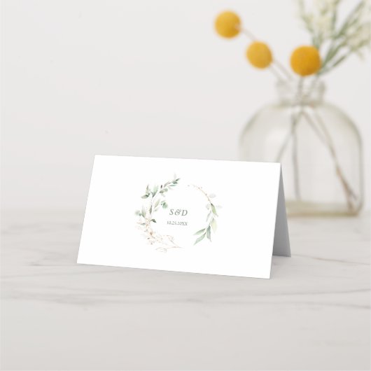Charm Waterverf Airy Greenery Table Number (Achterkant)