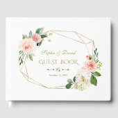Charm Waterverf Blush Cream Flowers Gold Wedding Gastenboek (Voorkant)