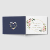 Charm Waterverf Blush Floral Navy Wedding Gastenboek (Volledig)