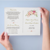 Charm Waterverf Blush Pink Floral Wedding Programm Flyer (Hand)
