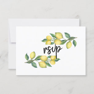 Charm Waterverf Lemon Tropical Wedding RSVP Kaartje