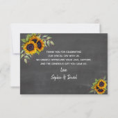 Charm Waterverf Sunflower Chalkboard Wedding Bedankkaart (Achterkant)