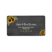 Charm Waterverf Sunflower Chalkboard Wedding Etiket (Voorkant)
