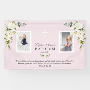 Charm Waterverf White Floral Baptism Girl Spandoek