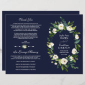 Charm Waterverf Wit Bloemmotief Donkerblauw Progra (Voorkant / Achterkant)