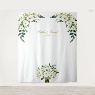 Charm White Floral Wedding Photo Booth Backdrop Wandkleed