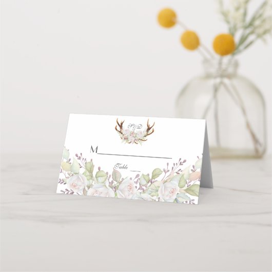 Charm White Flowers Antlers Wedstrijknummer (Voorkant)