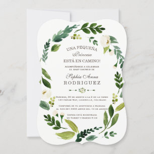 Charm White Flowers Invitación de Baby shower Kaart