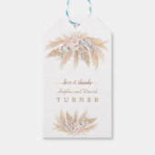 Charm White Orchid Blus Rozen Pampas Grass Wedding Cadeaulabel (Voorkant)