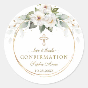 Charm Wild White Roses Gold Cross bevestiging Ronde Sticker