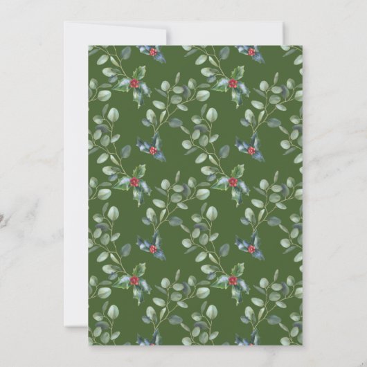 Charm Winter Wit Rood Bloemmotief Groen Goud Bruil Kaart (Achterkant)