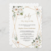 Charm Witte Bloemen Roze Goud Baby in Bloom Kaart (Voorkant / Achterkant)