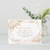 Charm Witte Rozen Pampas Gras Gouden Bruiloft Save The Date (Staand voorkant)