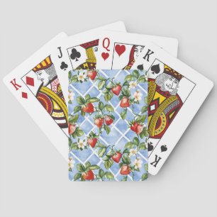 Charmant Aardbei & Bladpatroon – (2) Pokerkaarten