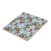 Charmant Aardbei & Bladpatroon – (2) Tegeltje (Zijkant)