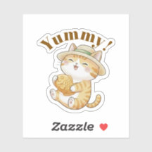 Charmant autocollant de chat roux Taiyaki Kawaii e
