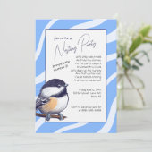 Charmant Baby shower Chickadee Blue Nesting Party Kaart (Staand voorkant)