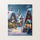 Charmant besneeuwd kerstdorp legpuzzel (Verticaal)