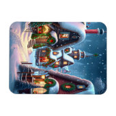 Charmant besneeuwd kerstdorp magneet (Horizontaal)