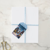 Charmant besneeuwd kerstdorp op maat cadeaulabel (Met Touw)