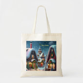 Charmant besneeuwd kerstdorp op maat tote bag (Voorkant)