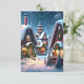 Charmant besneeuwd kerstdorp Open Huis Kaart (Staand voorkant)