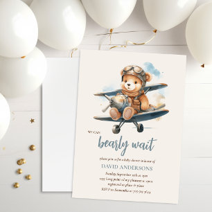Charmant blauw Teddy Bear Boy Baby shower Kaart
