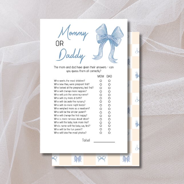 Charmant Blue Bow Mama of Daddy Baby shower Spel (Creator heeft geüpload)