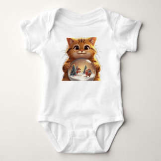 Charmant Body Bébé en Jersey pour Noël avec Chat d