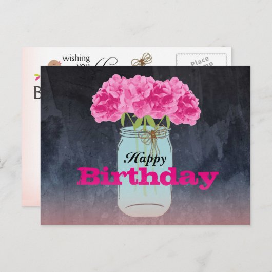 Charmant boeket Briefkaart Verjaardag Groeten (Voorkant / Achterkant)