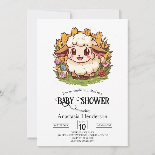 Charmant boerenerf schaap Baby shower Kaart (Voorkant)