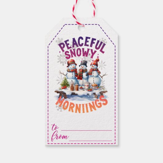 Charmant bonhomme de neige étiquettes cadeaux de N (Dos)