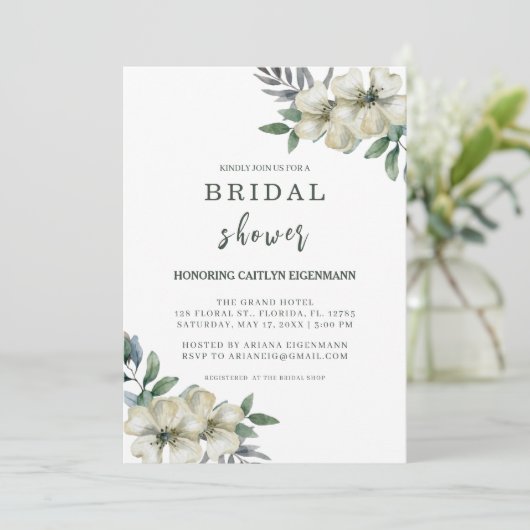 Charmant Botanique Douche Nuptiale Invitation (Debout devant)