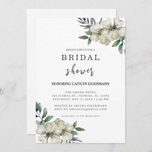 Charmant Botanique Douche Nuptiale Invitation (Devant / Derrière)