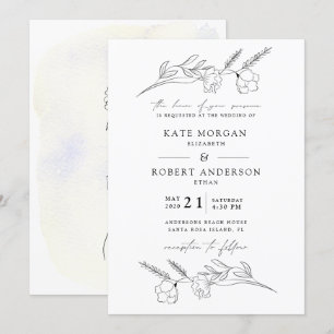 Charmant Botanique Élégant Mariage Invitation