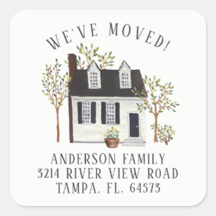 Charmant Cape House We hebben verhuisd adreslabel Vierkante Sticker